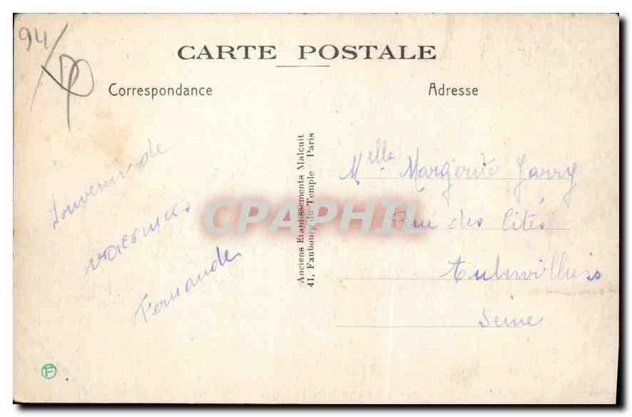 Villeneuve-Saint-Georges — Vue sur l'Verres — E.M. n°5407 — Verso