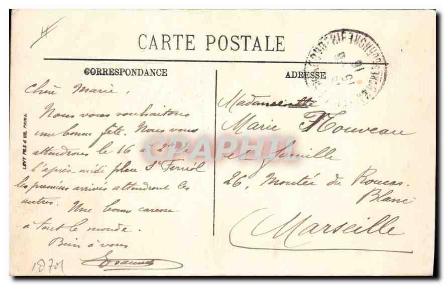 Pont de l'Estaque à Marseillan — Nouvelle Ligne Chemin de Fer — éditeur LL — Verso