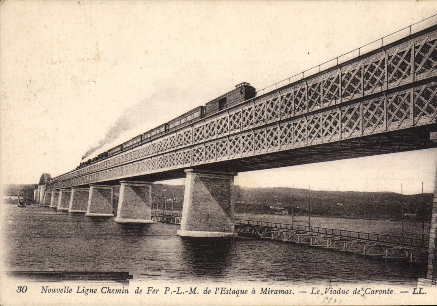 Viaduc de la Caronte — Nouvelle Ligne Chemin de Fer P.-L.-M. de l’Estaque à Miramas — LL. n°30