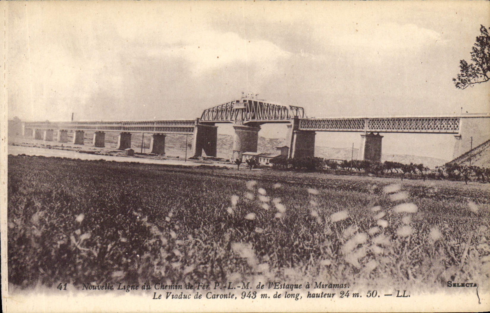 Viadukt von Caronie — Neue Strecke der Eisenbahn P.-L.-M. von l’Estaque nach Miramas — SELECTA