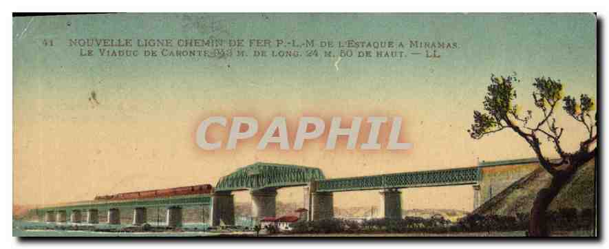 Viaduc de Caronte — Nouvelle ligne chemin de fer P.-L.-M. de l'Estaque à Miramas — LL n°51