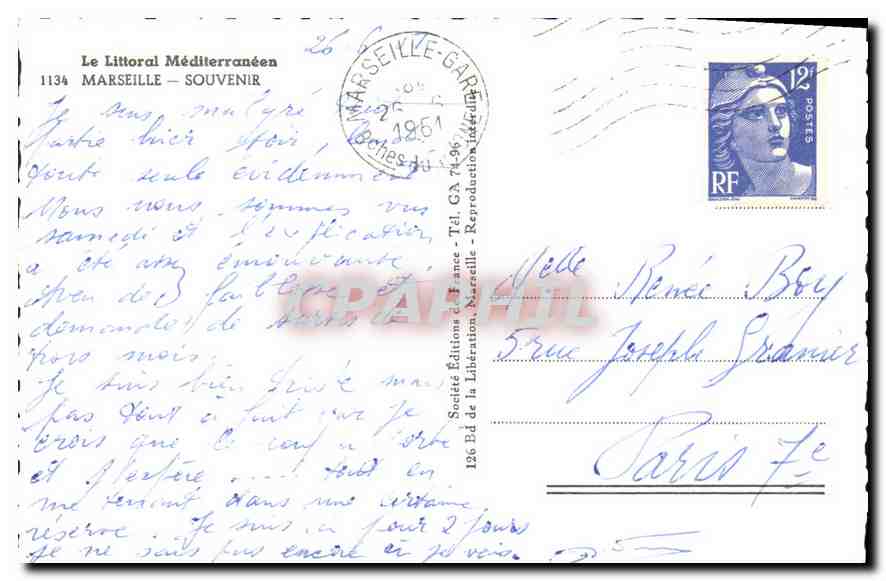 CPA Le Littoral Mediterraneen Marseille Souvenir  — Rückseite