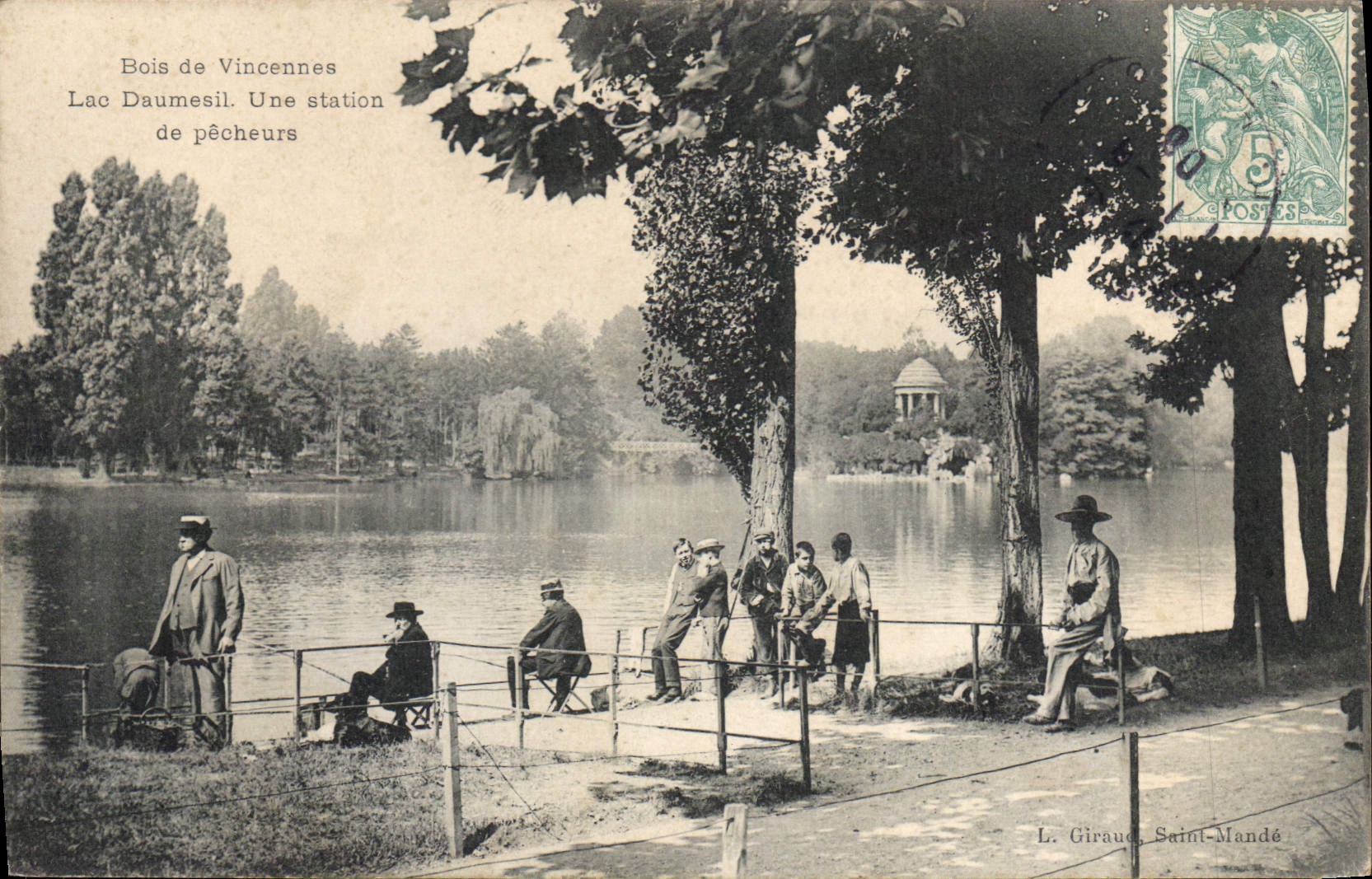 Bois de Vincennes — Lac Daumesnil, une station de pêcheurs — L. Giraud, Saint-Mandé