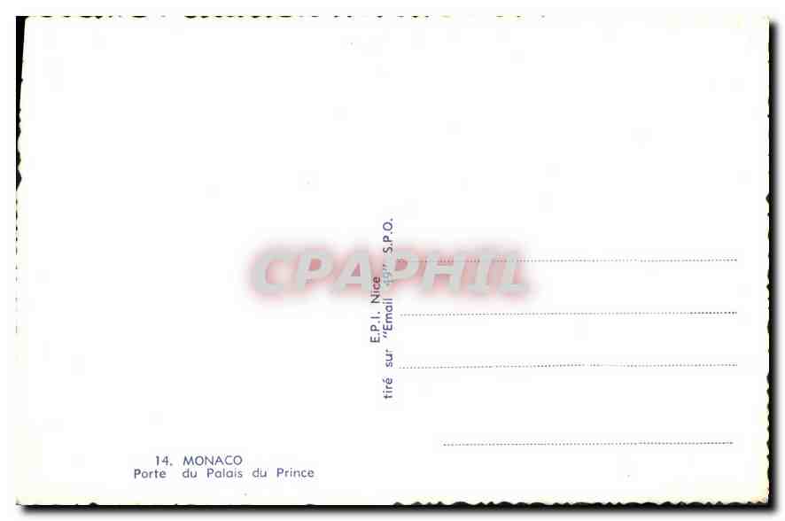 CPA Monaco Porte du Palais du Prince  — Verso