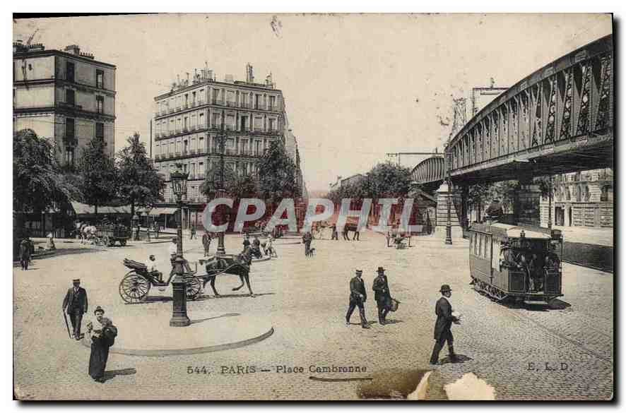 CPA Paris Place Cambronne Tramway