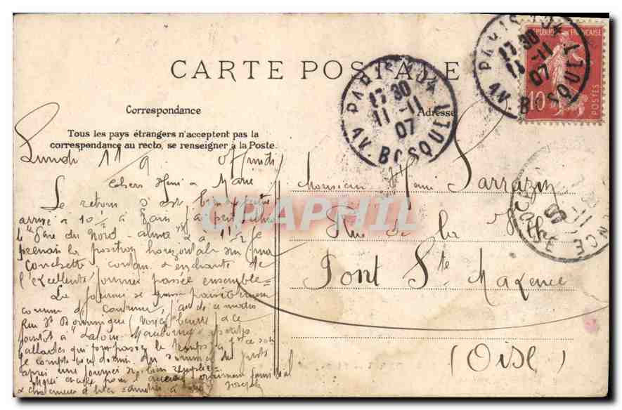 CPA Paris Place Cambronne Tramway — Rückseite