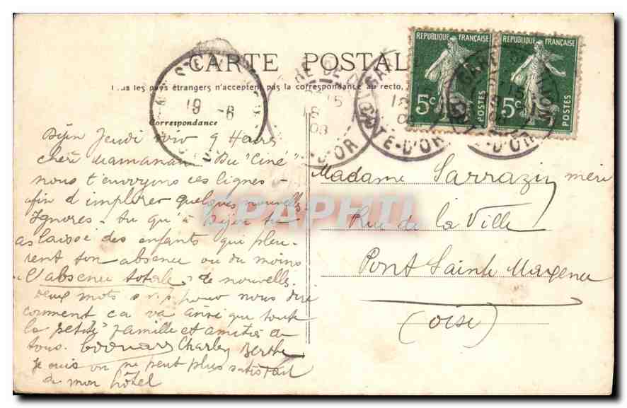CPA Dijon Vue generale  — Verso