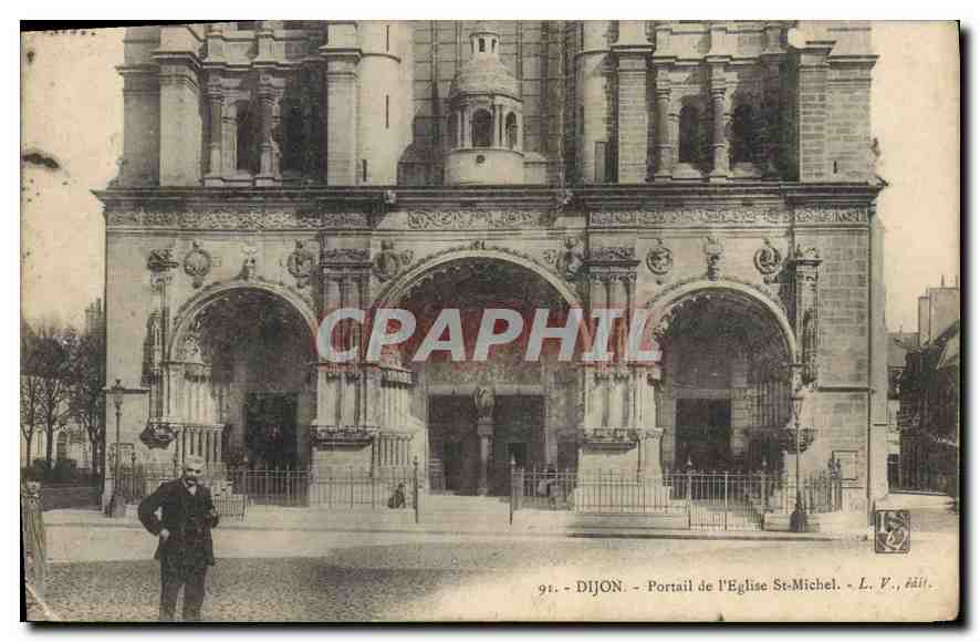 CPA Dijon Portail de l'Eglise St Michel 