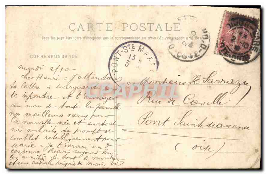 CPA Dijon Portail de l'Eglise St Michel  — Rückseite