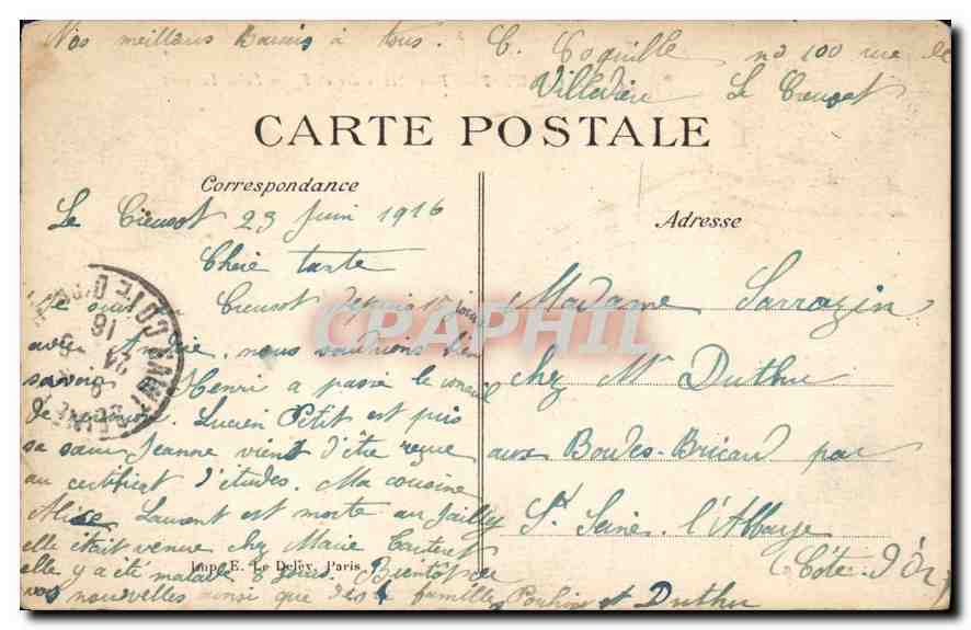 CPA Le Creusot Place Schneider et l'Eglise St Laurent — Verso
