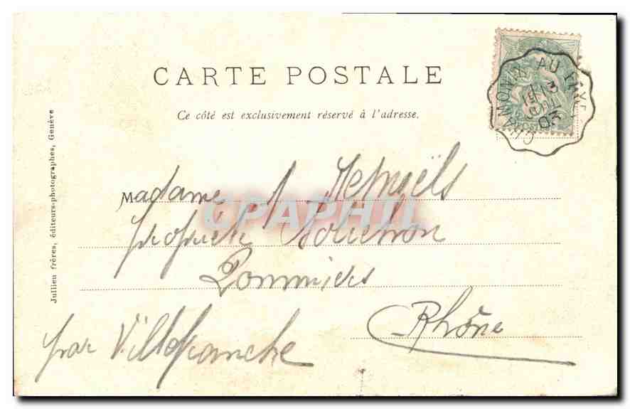 CPA Chamonix Aiguille verte et Aiguille du Dru  — Verso