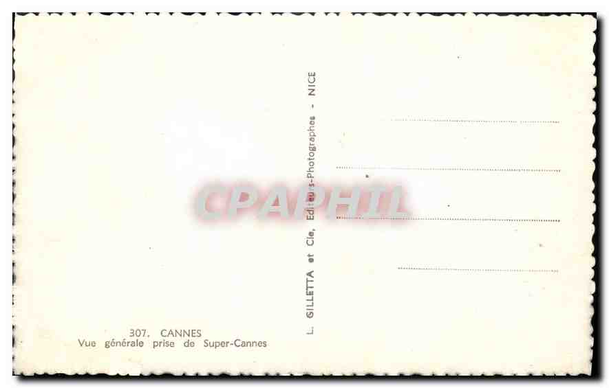 CPA Cannes Vue generale prise de Super Cannes  — Verso