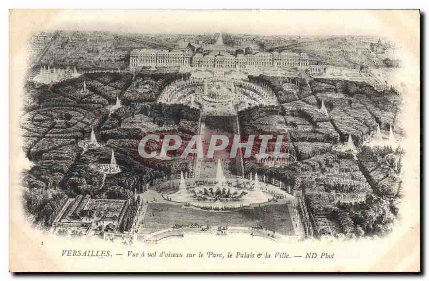 Versailles — Vue à vol d’oiseau sur le Parc, le Palais & la Ville — ND Phot