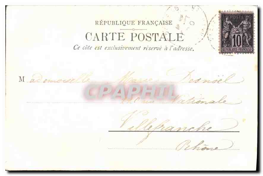 Tarjeta postal antigua París Panorama de las Buttes Chaumont y Ayuntamiento del XIX Distrito — Reverso