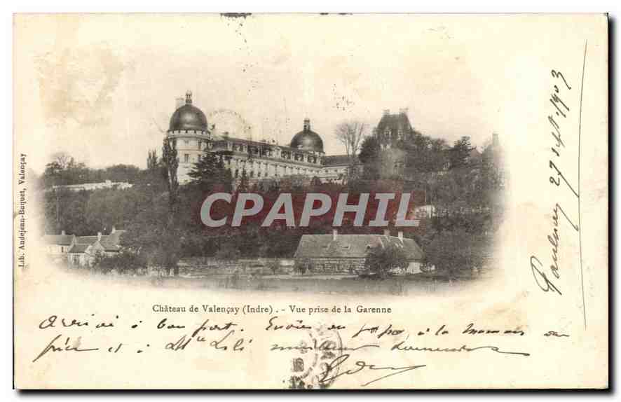 Château de Valençay (Indre) — Vue prise de la Garenne — Lith. Andréjean-Bergeron, Valençay