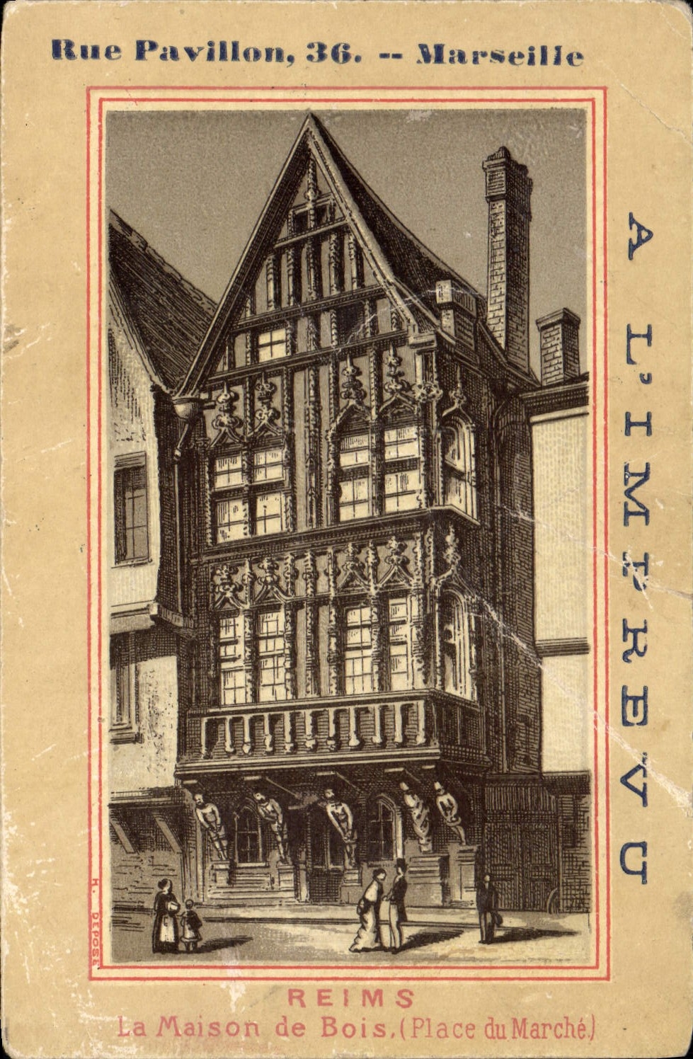 Chromo Reims La Maison de Bois Place du Marche
