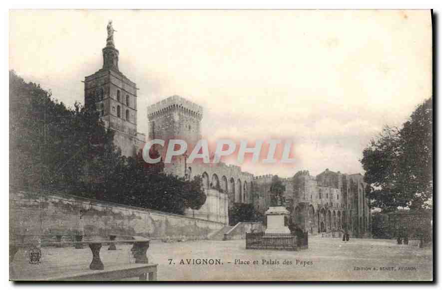 CPA Avignon Place et Palais des Papes 