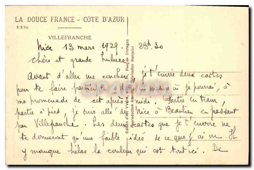 CPA Villefranche  — Rückseite