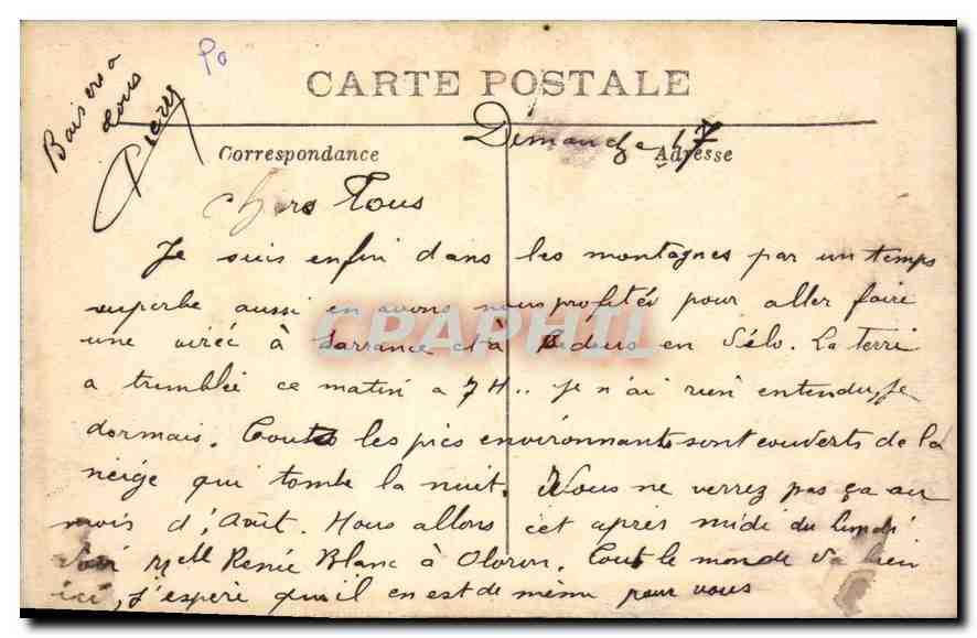 CPA Lescun Signal de Billarre et pic d'Anie — Rückseite