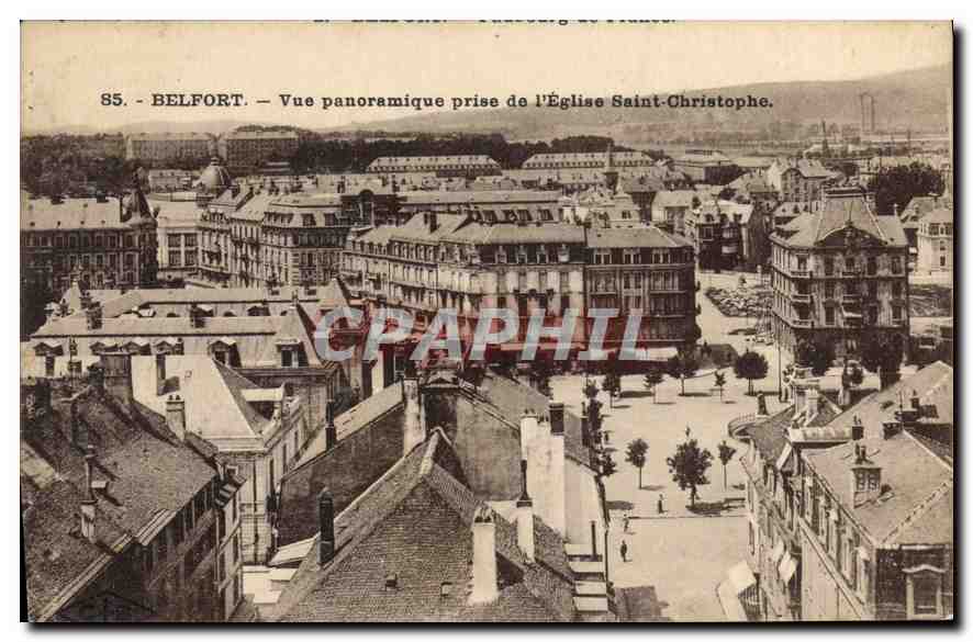 CPA Belfort Vue panoramique prise de l'Eglise St Christophe 