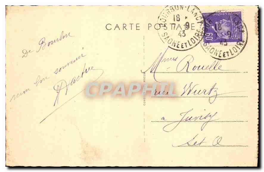 CPA Bourbon Lancy Thermal S et L Pont du Fourneau  — Verso
