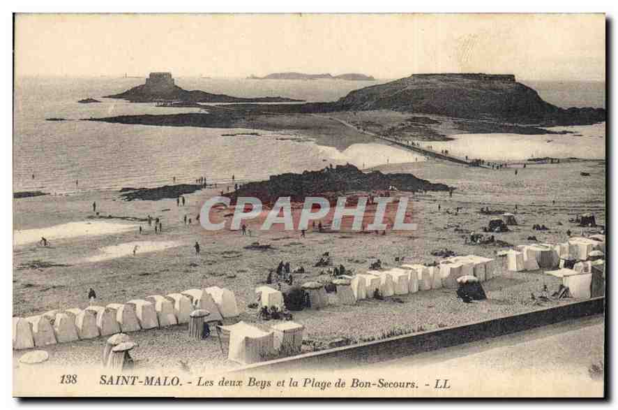 CPA Saint Malo Les deux Beys et la Plage de Bon Secours 