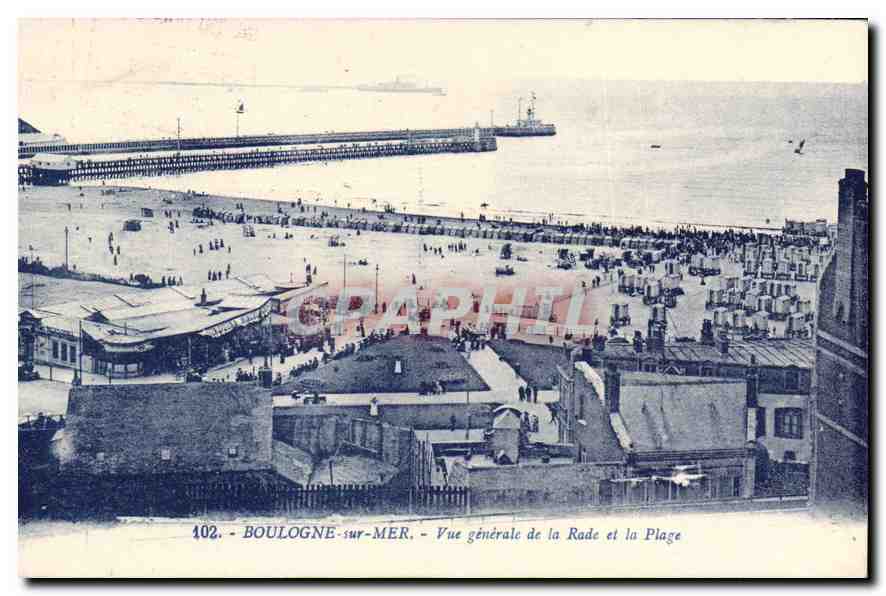 Boulogne-sur-Mer — Vue générale de la Rade et la Plage — n° 102