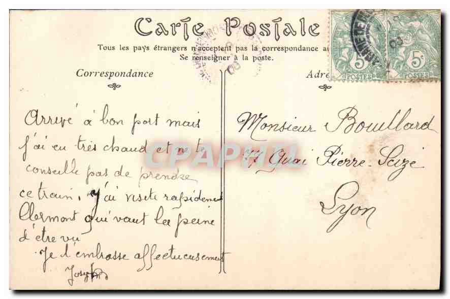 CPA Clermont Ferrand La Place de Jaude  — Rückseite