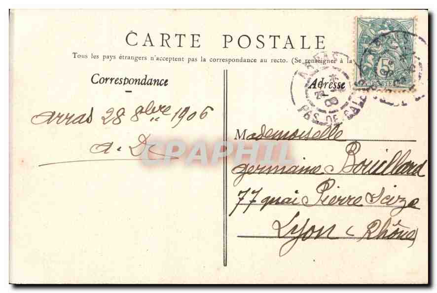 Arras - L'Hôtel-de-Ville et la Place de la Vacquerie — B. D., Roubaix, n°32 — Rückseite