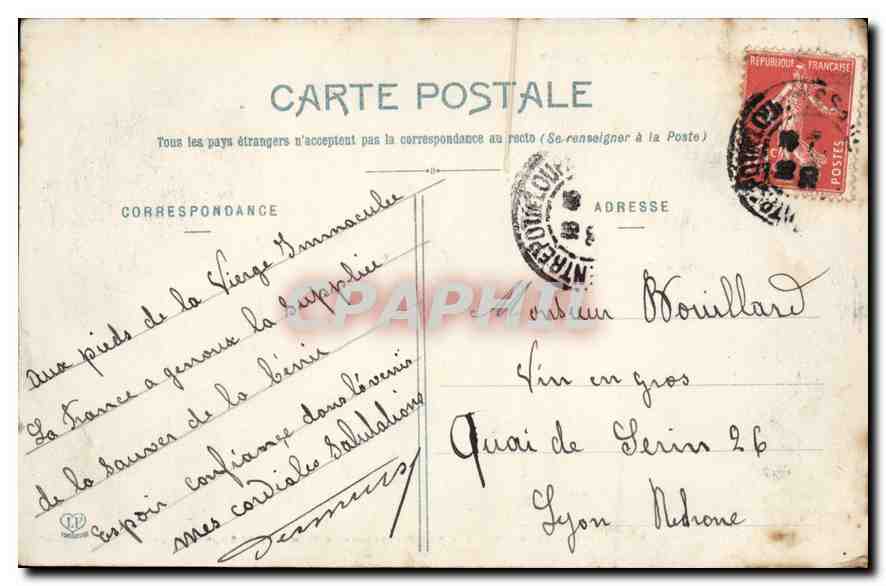 CPA Lourdes Cinquantenaire de l'Apparition Le sermon sur l'esplanade du Rosaire par Monseigneur Rume — Rückseite