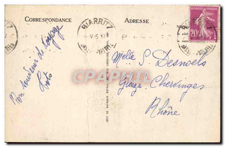 CPA Biarritz Le Rocher de la Vierge  — Verso
