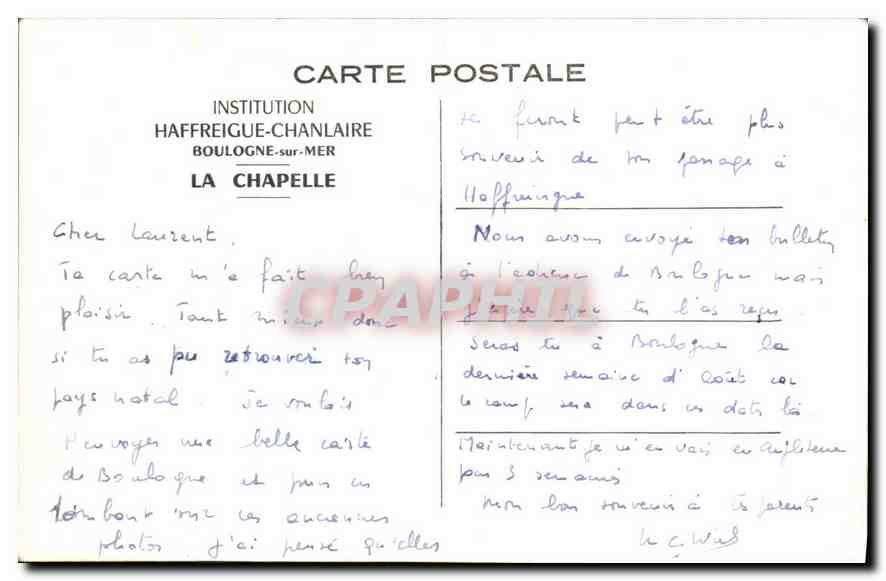 Interno della cappella — Boulogne-sur-Mer — Istituzione Haffreigues-Chanlaire — Verso