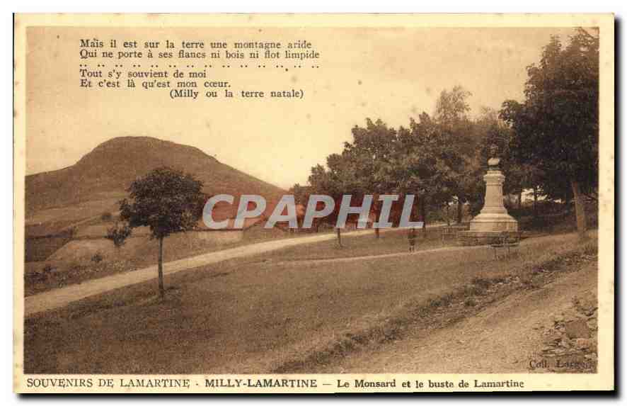 CPA Souvenir de Lamartine Milly Lamartine Le Monsard et le buste de Lamartine 