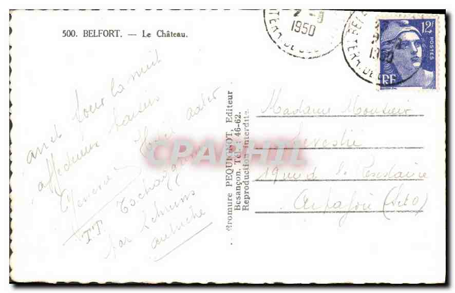 CPA Belfort Le Chateau  — Verso