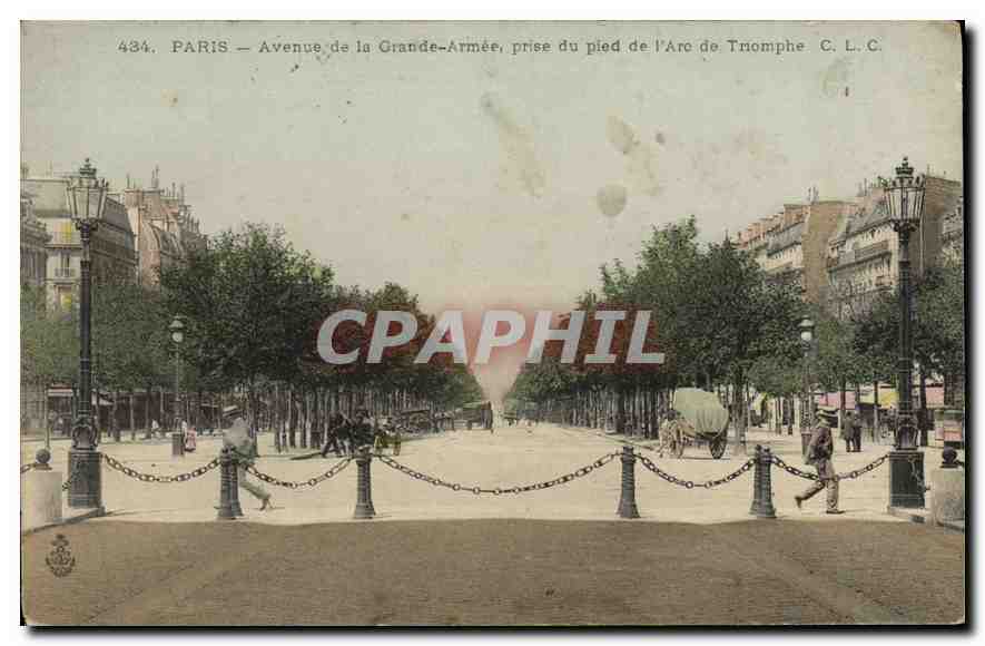 CPA Paris Avenue de la Grande Armee prise du pied de l'Arc de Tromphe 