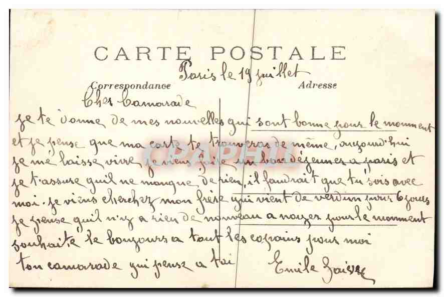 CPA Paris L'Arc de Triomphe du Carrousel  — Rückseite