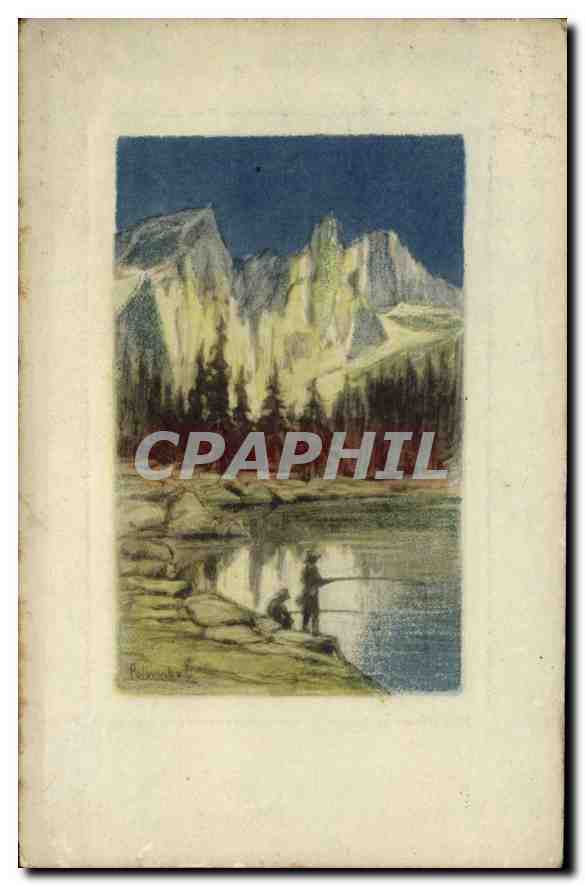 CPA Fantaisei Montagnes Peche Pecheur