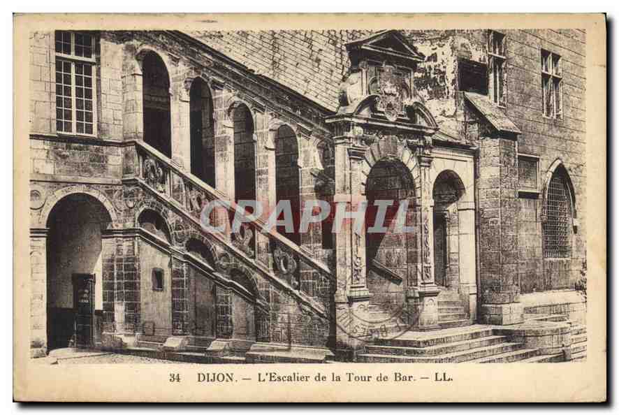 CPA Dijon L'Escalier de la Tour de Bar 