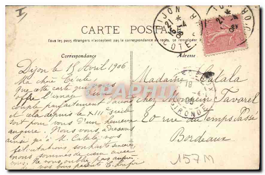 CPA Dijon Eglise Notre Dame Horloge de Jacquemart — Rückseite