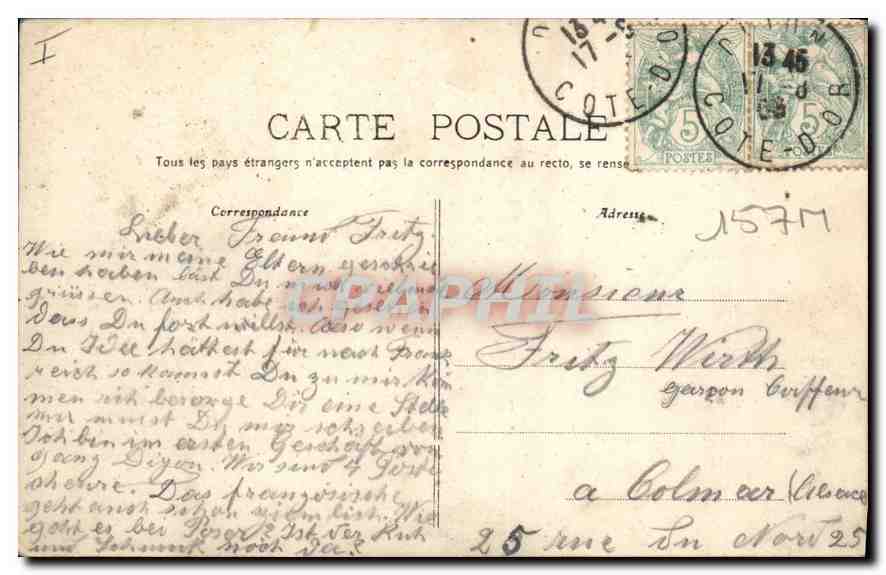 CPA Dijon Porte Guillaume  — Rückseite