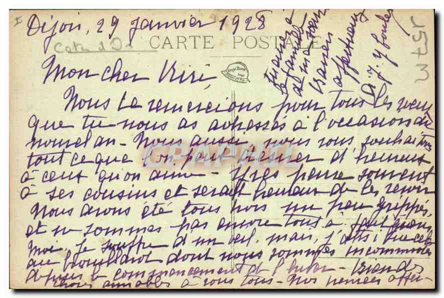 CPA Dijon Monument Bossuet  — Verso