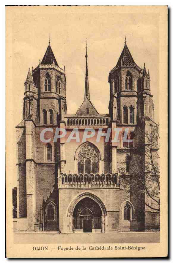 CPA Dijon Facade de la Cathedrale Saint Benigne 