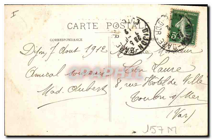 CPA Dijon place d'Armes  — Verso