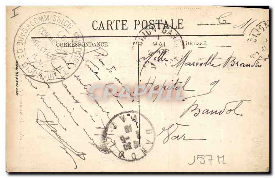 CPA Dijon le monument Darcy  — Verso