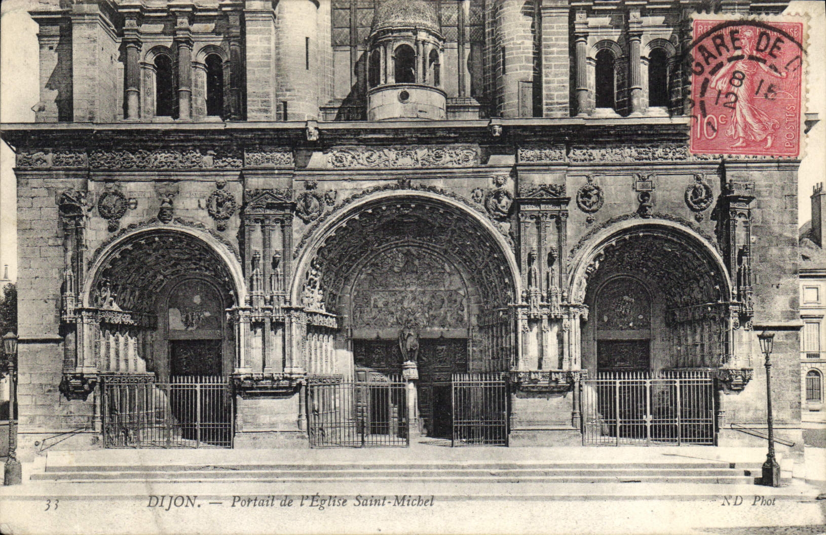 CPA Dijon portail de l'eglise Saint Michel 
