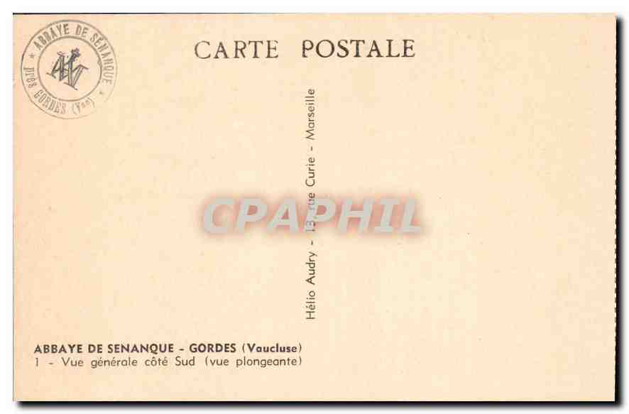 CPA Abbaye de Senanque Gordes Vaucluse vue generale cote Sud vue plongeante  — Rückseite