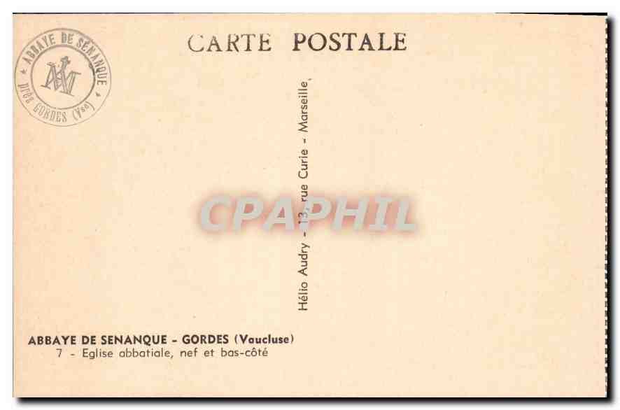CPA Abbaye de Senanque Gordes Vaucluse eglise abbatiale nef et bas cote  — Rückseite