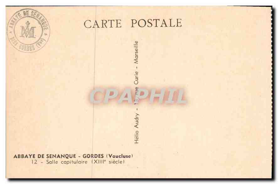 CPA Abbaye de Senanque Gordes Vaucluse Salle capitulaire XIII siecle  — Rückseite