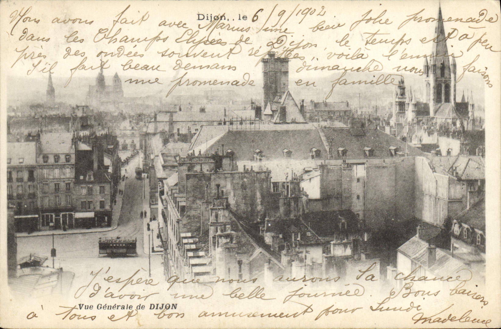 Vue Générale de DIJON — Dijon, le 6/9/1902 — éditeur inconnu