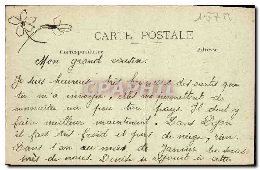 CPA Dijon Lycee de Jeunes filles rue Condorcet  — Rückseite